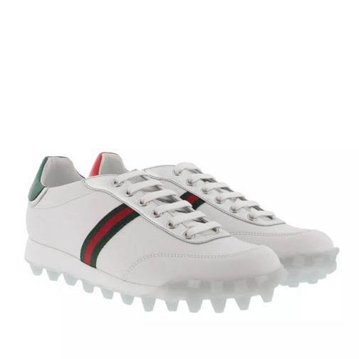 Gucci Leather Sneaker With Web White Low-Top Sneaker