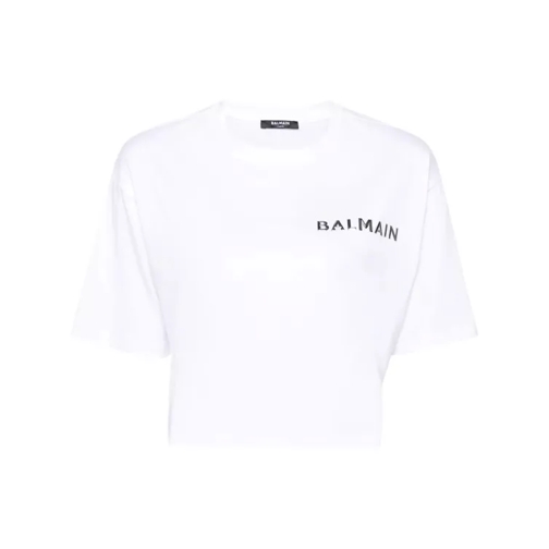 Balmain White Logo Print T-Shirt White 