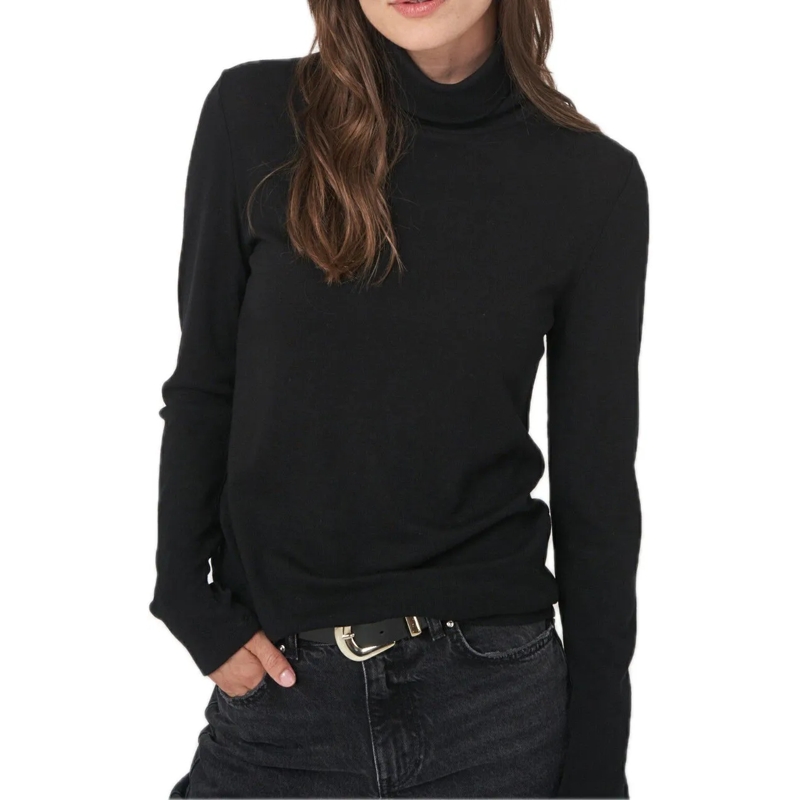 REPEAT CASHMERE Haut à manches longues Turtleneck top black schwarz