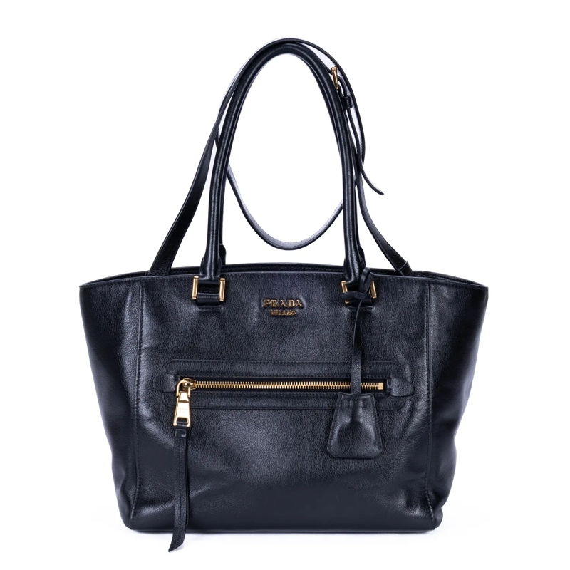 Prada Crossbody Bag Glace Twin Pocket Tote schwarz