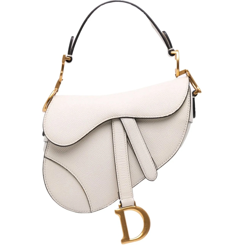 Christian Dior Schultertasche Mini Grained Calfskin Saddle Bag weiß