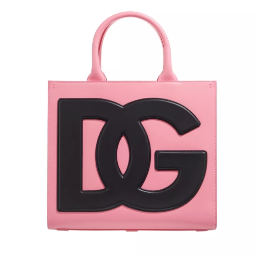 Dolce&Gabbana Small DG Daily Shopper Calfskin Rosa/Nero Rymlig shoppingväska