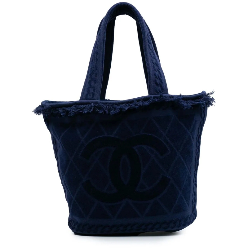 Chanel Shopper CC Terry Cotton Beach Tote blau
