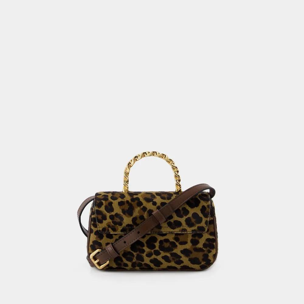 Versace Shoppers La Medusa Crossbody Leather Brown in bruin