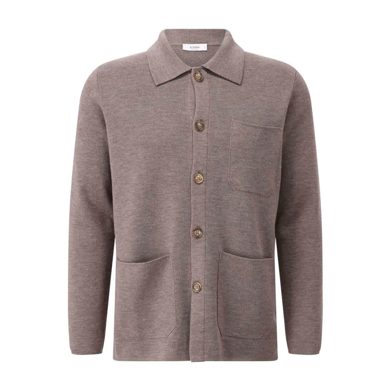 Eton  Hemdjacke aus Strick Braun