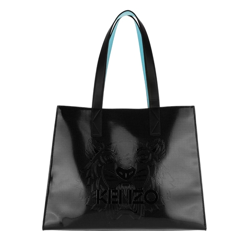 Kenzo Tiger Tote Bag PVC Black Rymlig shoppingväska