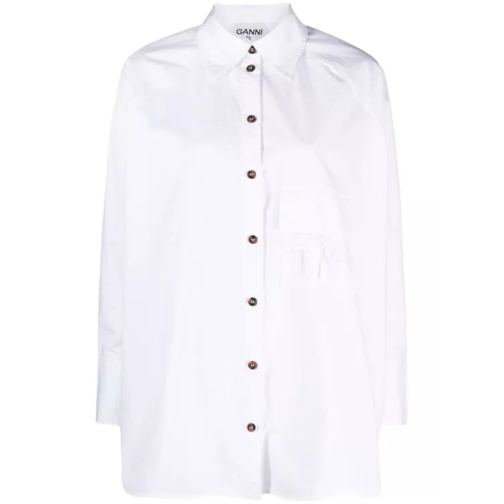 GANNI Raglan-Sleeved Organic Cotton Shirt White 