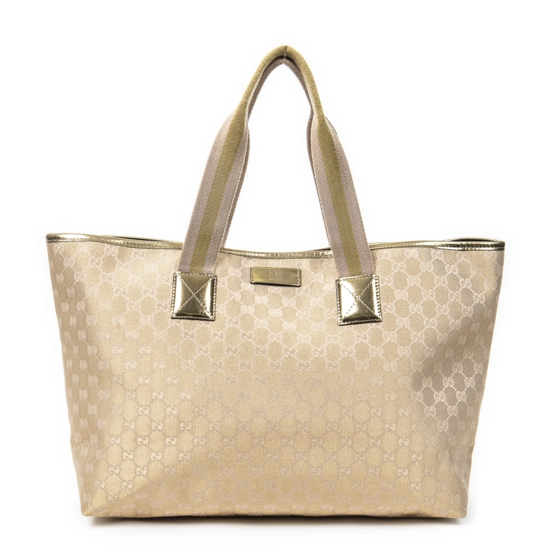 Gucci Crossbody Bag Large Web Horizontal Tote gold