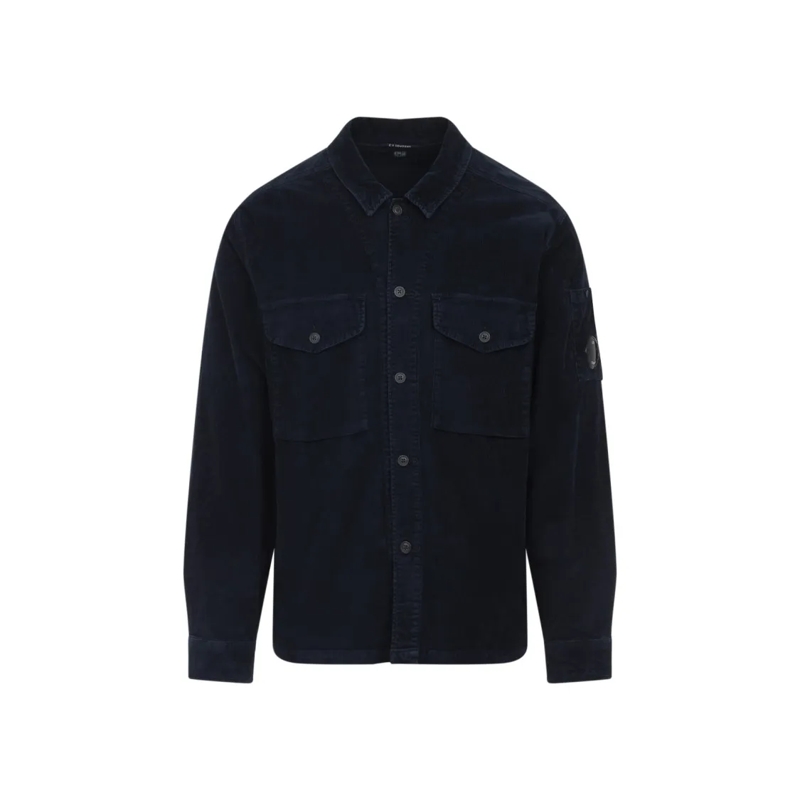 CP Company Hemd Textured Corduroy Overshirt With Pointed Collar Black