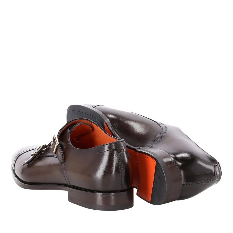 Santoni Chaussures à lacets Doppel-Monkstraps aus Leder braun(Image 3)
