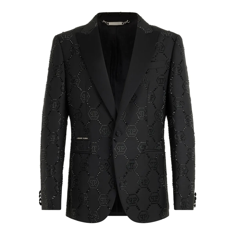 Philipp Plein Blazer Wool Blazer With Stin Details Monogram schwarz