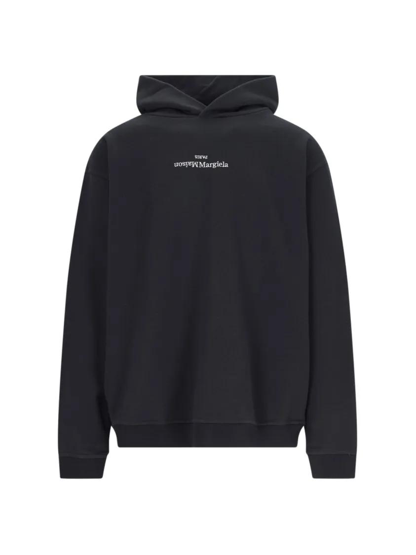 Thumbnail - Maison Margiela - Logo Hoodie – Black - Größe 48 - schwarz