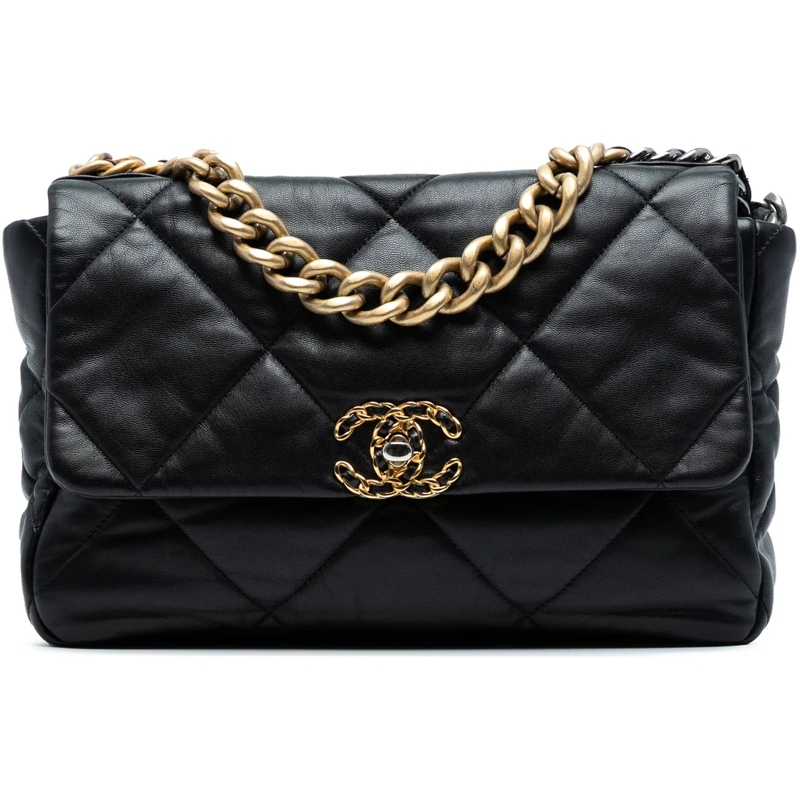 Chanel Sac à bandoulière Large Lambskin 19 Flap schwarz