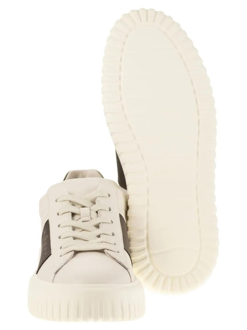 Thumbnail - Hogan Low-Top Sneaker - H-Stripes Leather Trainers - Gr. 7_5 - in Beige - für Damen