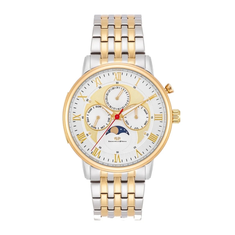 Rhodenwald & Söhne Automatikuhr Herren Armbanduhr Moontime II Edelstahl gold