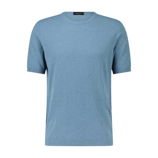 Roberto Collina Shirt aus Struktur-Strick 48104580972890 Blau 