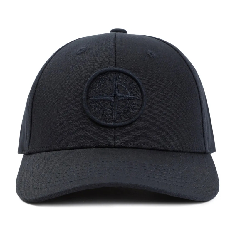 Stone Island Hut Six-Panel Black Cotton Hat With Embroidered Compas Black