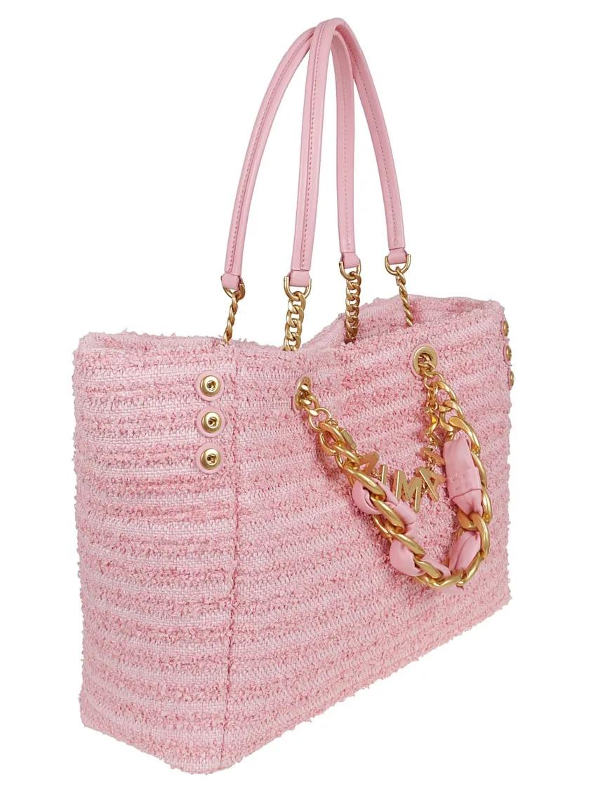 Balmain Shoppers & Totes 1945 Soft Cabas-Raphia Tweed Effect in roze