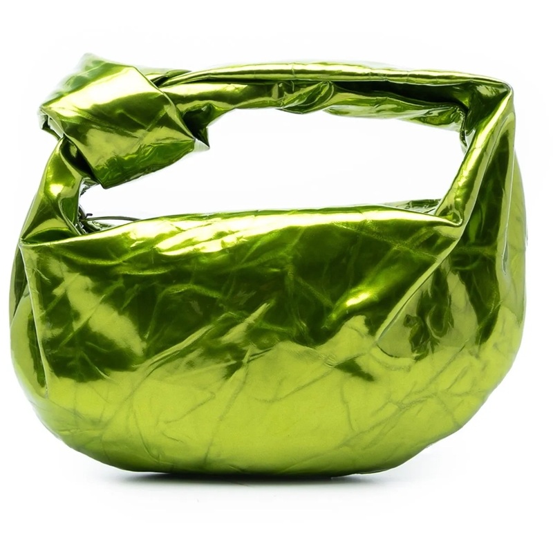 Bottega Veneta Schultertasche Mini Metallic Crushed Calfskin Jodie grün