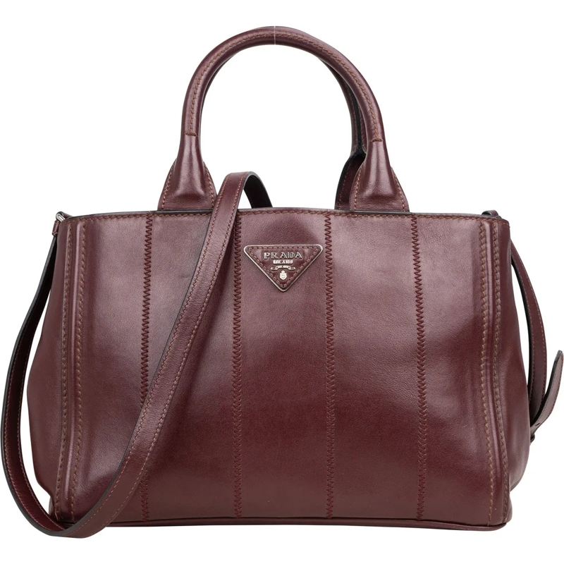 Prada Tote Prada Bordeaux Leather City Handbag mehrfarbig