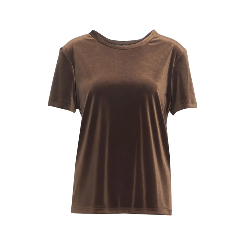 Gender T-Shirt Bronze Round Neck T-Shirt With Velvety Texture Black