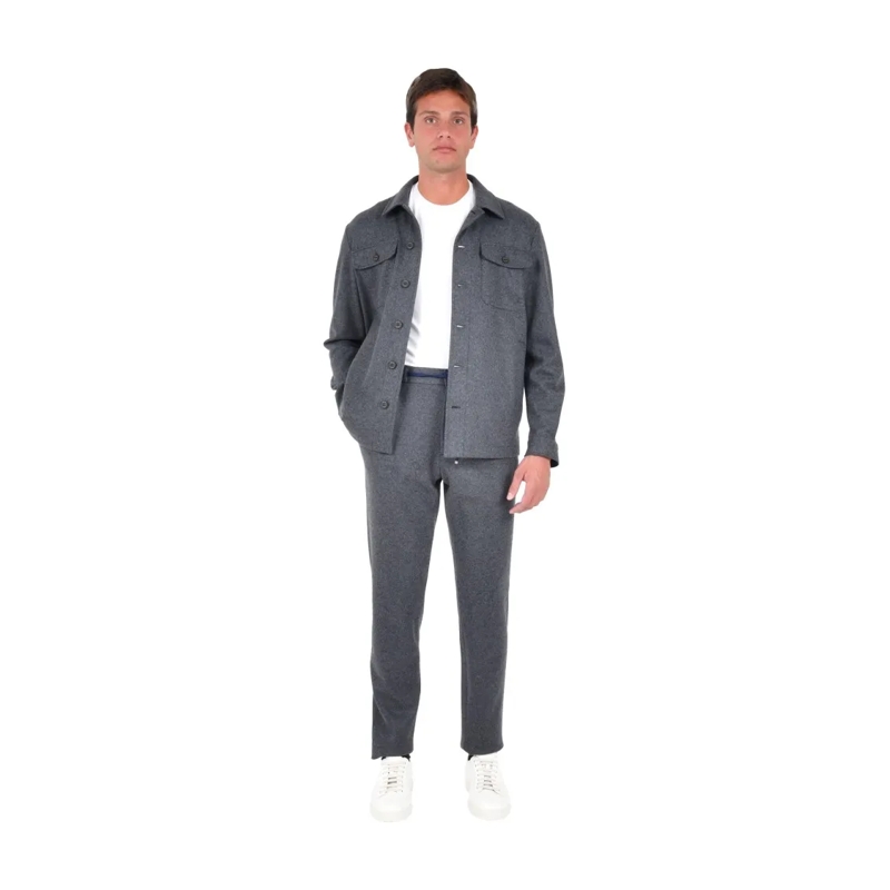 Drumohr Chemise Melange Grey Overshirt With Cashmere Grey