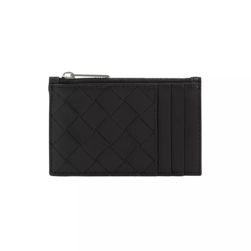 Bottega Veneta Intrecciato Czrd Black And Silver Calf Leather Cre Black Korthållare