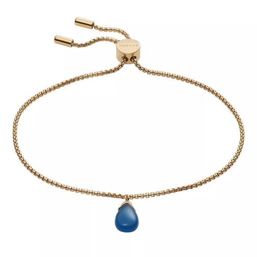 Skagen Sea Glass Blue Glass Chain Bracelet Gold Bracelet