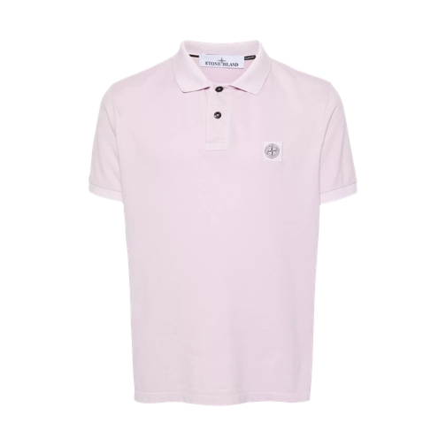 Stone Island Kurzärmeliges Poloshirt aus Baumwollpikee V0080 pink V0080 pink 