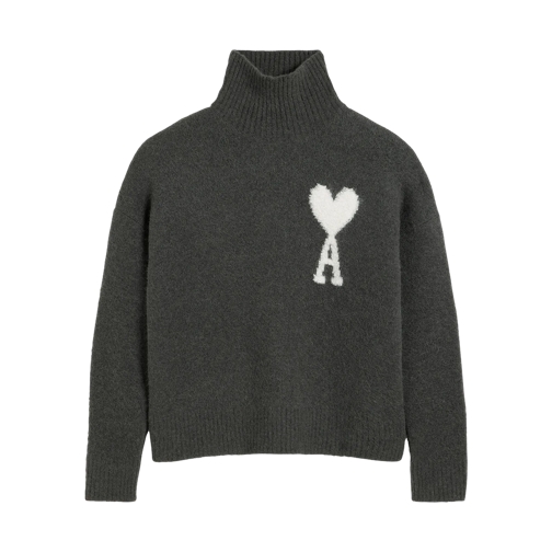 AMI Paris Hemden Off-White Ami de Coeur Pullover mit hohem Stehkrag 061 DARK GREY