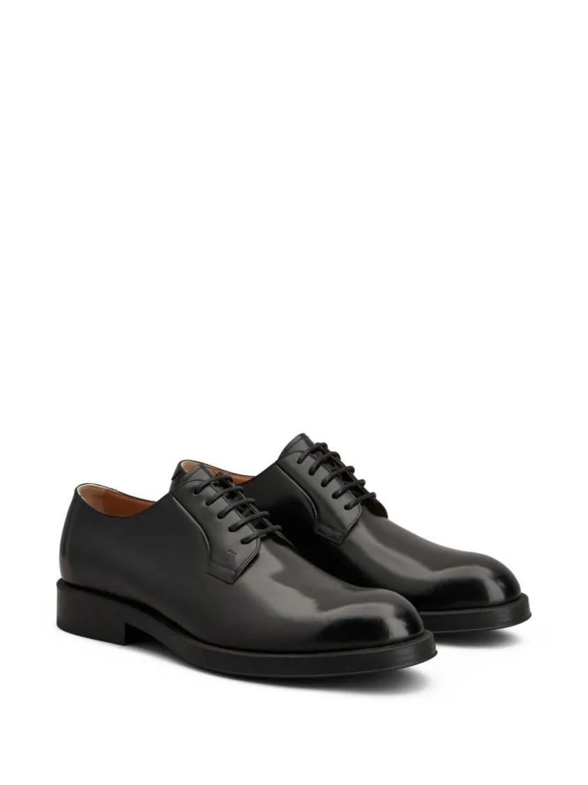 Thumbnail - Low Black Calfskin Lace-Up Shoes - Gr. 8 - in Schwarz