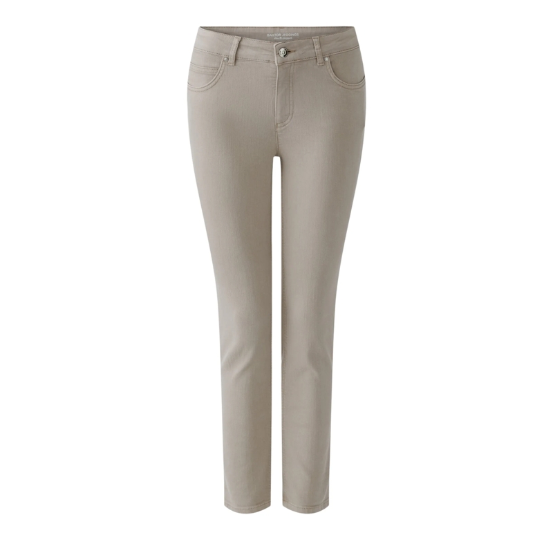 Oui Slim-Fit-Jeans Jeggings BAXTOR cropped taupe