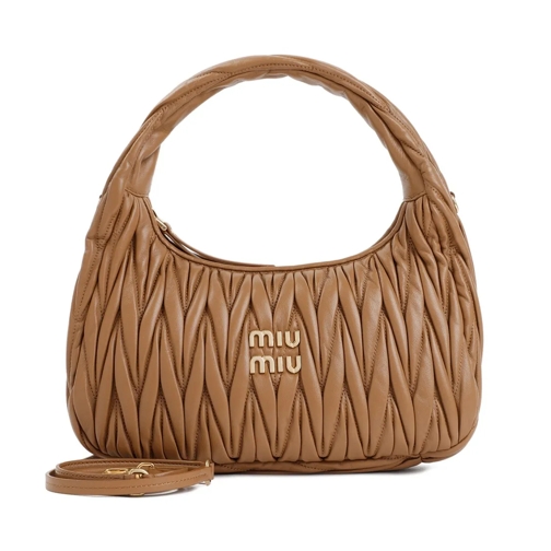 Miu Miu Leather Matelassè Wander Shoulder Bag Brown Sac à bandoulière