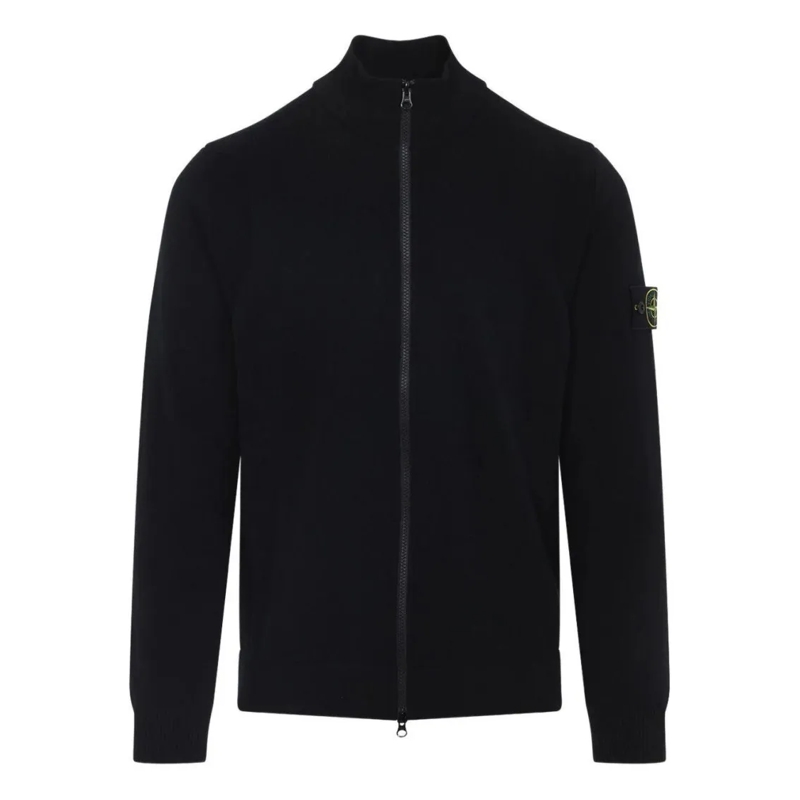 Stone Island Pullover Full-Zip Black Knit Sweater Black
