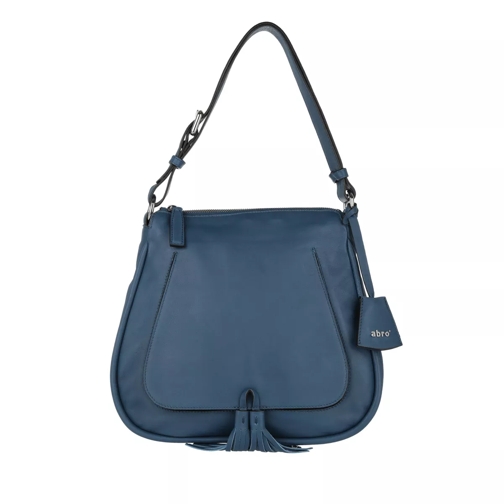 Abro Leather Velvet Tassel Shoulder Bag Blueberry Hoboväska