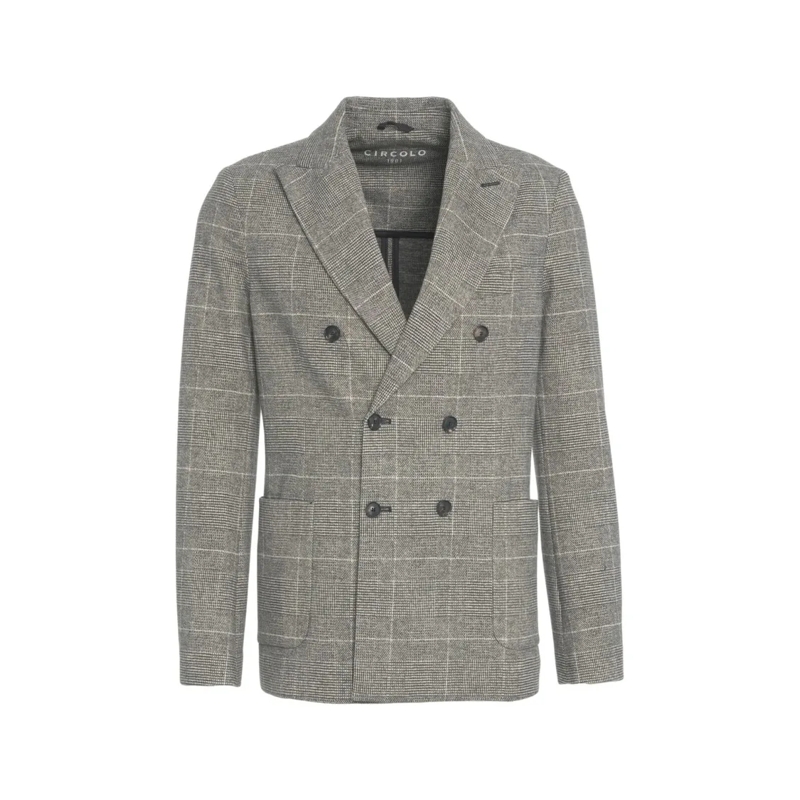 CIRCOLO 1901 Blazer Double-Breasted Check Knit Blazer Grey