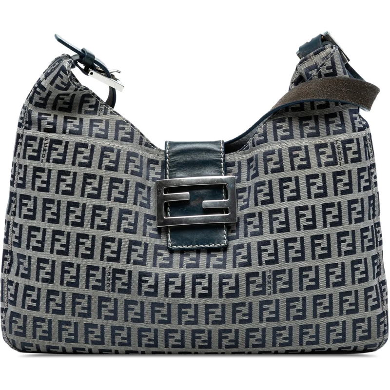 Fendi Schultertasche Zucchino Canvas Shoulder Bag grau