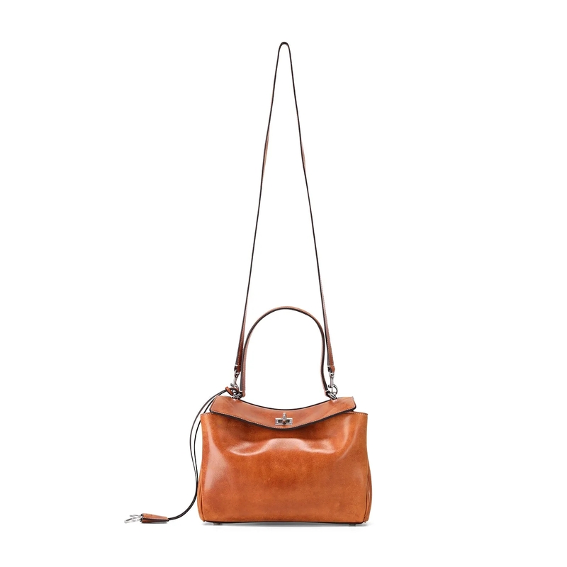 Balenciaga Schooltas Tasche Rodeo Small aus Lammleder braun