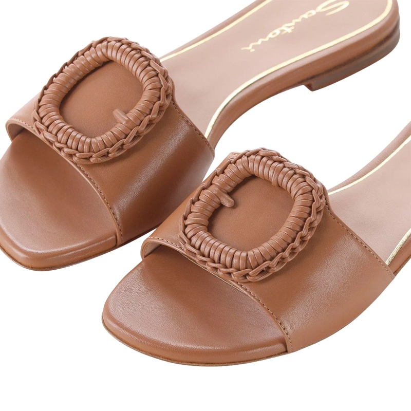 Santoni Sandalen Pantoletten aus Leder braun(Image 4)