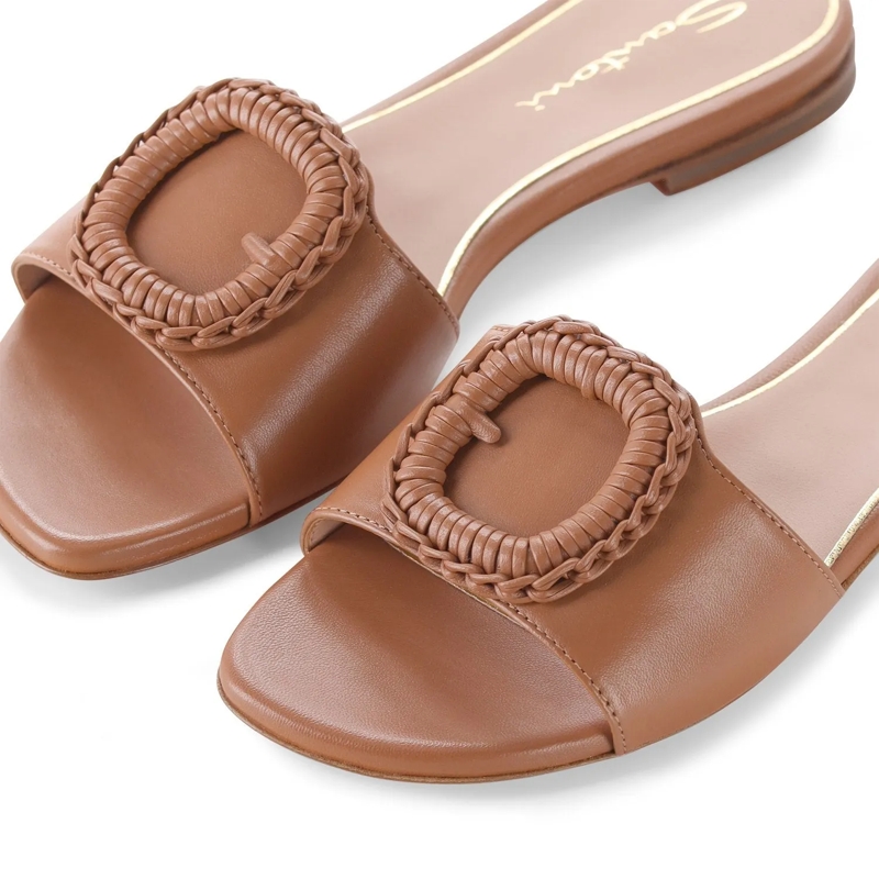 Santoni Schnürschuhe Pantoletten aus Leder braun(Image 3)