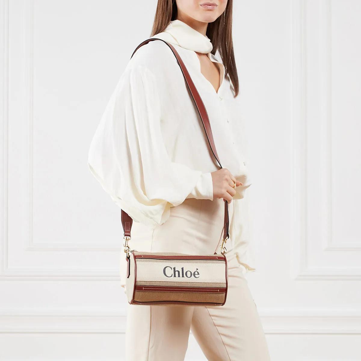 Chloé Bruin Beige Crossbody Tas Canvas Leer Beige Dames