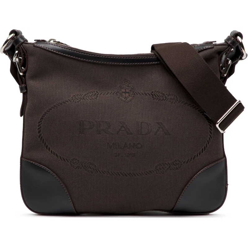Prada Schultertasche Canvas Canapa Logo Crossbody braun