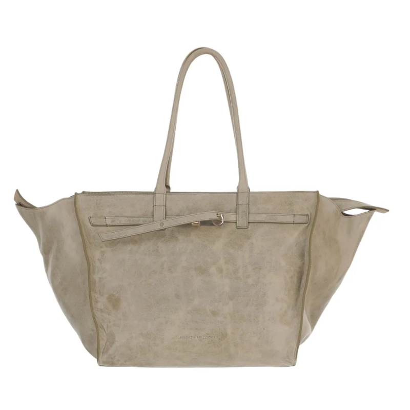 Benedetta Bruzziches Schultertasche Sculpted Beige Leather Bag With Metal Accents Grey