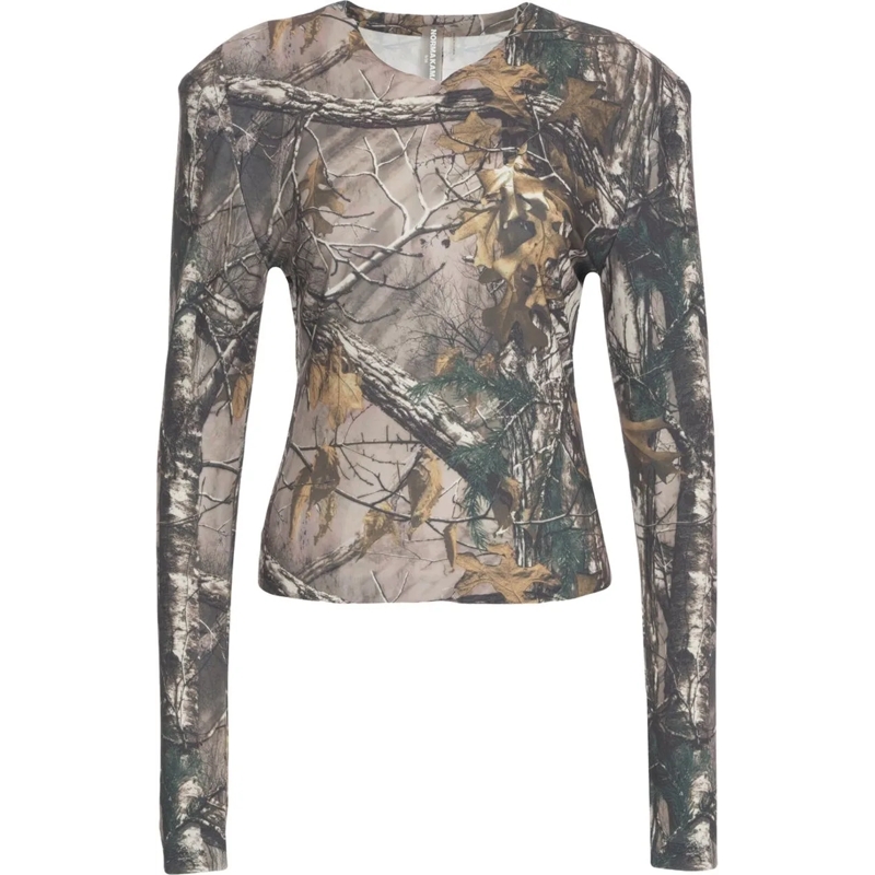 Norma Kamali T-shirt Longsleeve top with print grün