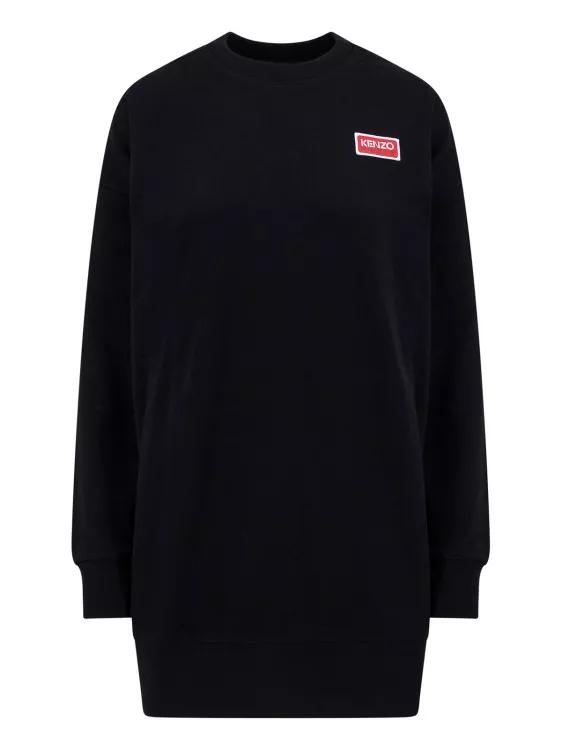 Cotton Sweatshirt With Frontal Logo Patch Black