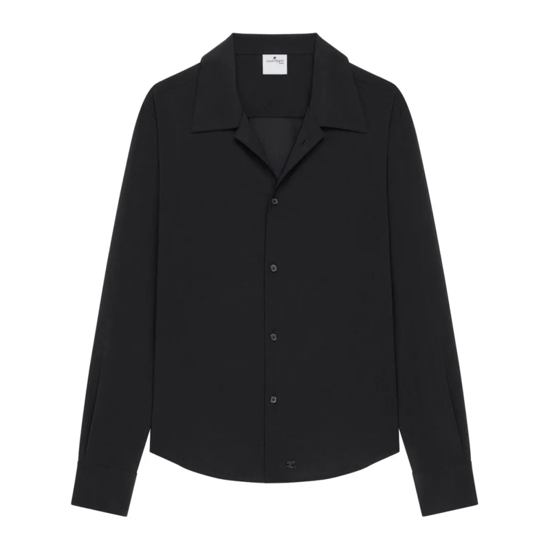 Courrèges Overhemd Black Shirt With Camp Collar Black