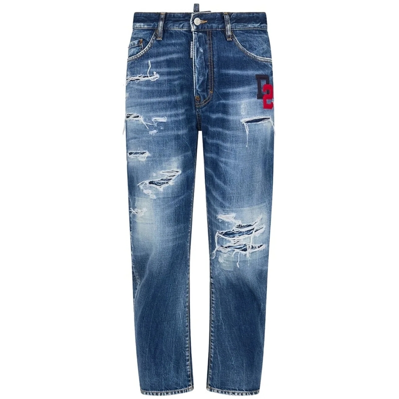 Dsquared2 Jeans mit geradem Bein Distressed Blue Jeans Blue