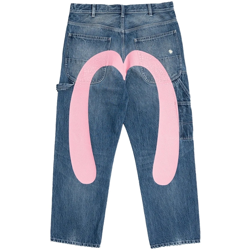 EVISU Jeans mit geradem Bein Jeans Vintage Washed Denim Indigo mehrfarbig