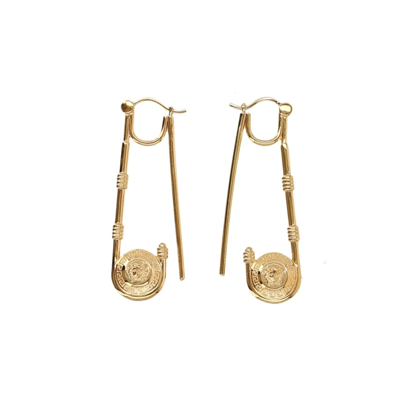 Versace Oorknopjes Safety Pin Earrings Gold