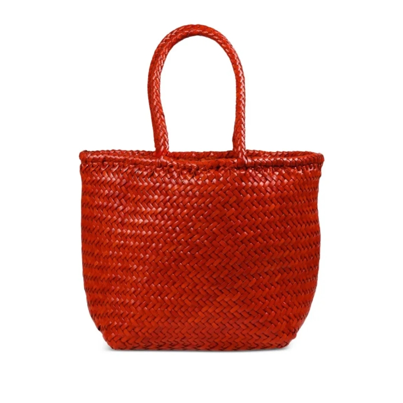 DRAGON DIFFUSION Draagtas Woven Calf Leather Shopper Bag In Vibrant Orange Orange